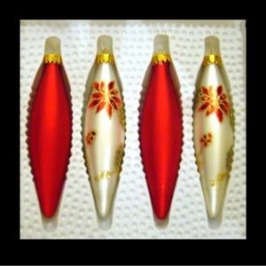 Vintage Hudson’s Bay Decorated Christmas Tree Teardrop Glass Ornaments Set of 4